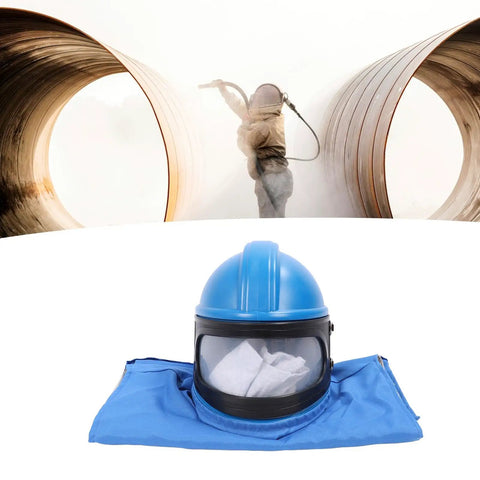 Sandblasting Helmet With Air Supply For Safe Spray Work Durable ABS Hood With Double Lens Protection Clear View Safety Gear