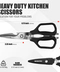 Titanium Coated Kitchen Scissors All Purpose Kitchen Shears Stainless Steel Sharp Durable And Easy To Clean For Food Prep Perfect For Cutting Meat Veggies Packaging And More, 8.75 inch, black handles