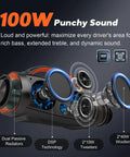 Extreme Boom Pro 100W Outdoor Speaker With Dual 40W Woofers And Dual 10W Tweeters DSP Enhanced Sound cutaway illustration