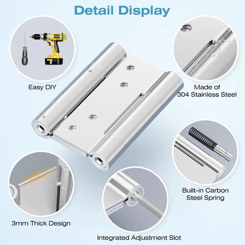 Ranbo 3-inch heavy-duty stainless steel double-spring hinge with 3mm thick design and tension adjustment