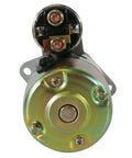 12 Volt Starter Motor for Nissan Auto and Light Truck with 8 Teeth, direct mount design, detailed connectors visible.