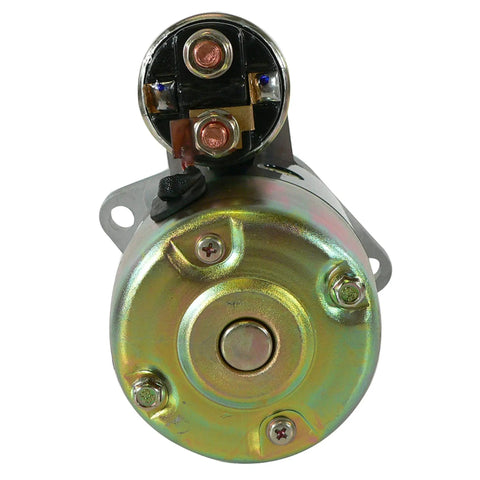 12 Volt Starter Motor for Nissan Auto and Light Truck with 8 Teeth, direct mount design, detailed connectors visible.