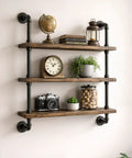 Wall-mounted shelving unit using 10 Pack 1/2 In By 12 In Black Malleable Iron Pipe Nipples, Threaded Both Ends, DIY Industrial Decor