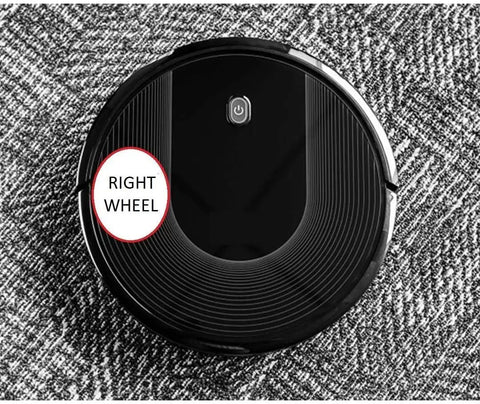 Right Wheel Replacement For Eufy RoboVac 11S 11S Max 15T 30 30C 15C 15C Max 12 35C, highlighted on vacuum cleaner.