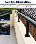 Height Increasing Balcony Railing Kit With Wall Extender For Low Walls Delivers Hella Secure Safety Barrier For Kids And Pets Featuring No Sweat Lightweight Assembly And Beastly Strength Durability, showing heavy duty galvanized steel with black powder-coated finish.