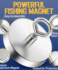 Massive 1000 Lb Pull Fishing Magnet for Retrieval and Treasure Finding, 3.54 Inch Diameter, heavy-duty lake and beach magnet detail.