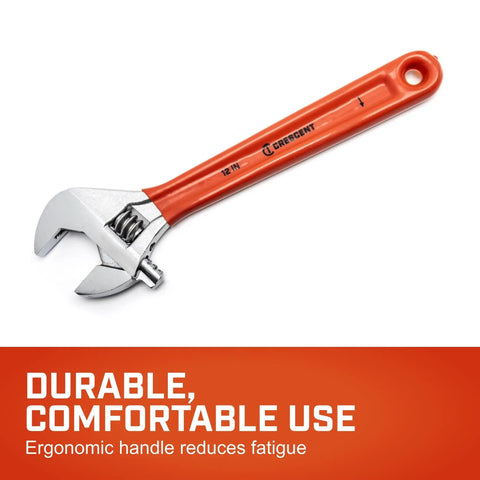 12 Inch Adjustable Cushion-Grip Wrench with Hex Jaw, ergonomic handle shown on white background.