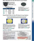 Fix SuperPolish Disc For Hook And Loop System, shown in product catalog with specs and tips for metal polishing.