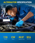 Mechanic installing Nissan Rogue 2008-2012 Beefed-Up High Amp Alternator Replacement, 12V 110Amp CW output with 6-Groove SC6 pulley