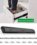 Beefy Heavy Duty Ball Bearing Drawer Slides 30kg Capacity For Kitchen Cabinets And Desks, Silent Metal Runners, Smooth 2 Section Guide Rails For Keyboard Trays, Includes Fixing Screws. 27mm steel drawer slide, 35kg load, black
