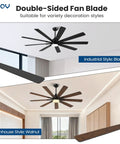 72 Inch Ceiling Fan With Light For Indoor And Outdoor Spaces, 9 Blade Black Walnut Reversible DC Motor, Quiet 6 Speeds, Dimmable With 3 CCT