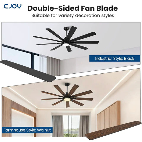 72 Inch Ceiling Fan With Light For Indoor And Outdoor Spaces, 9 Blade Black Walnut Reversible DC Motor, Quiet 6 Speeds, Dimmable With 3 CCT