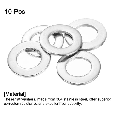 Dope 304 Stainless Steel Flat Washers 10 Pack Three Quarter Size, heavy duty accessories for bolt jobs, showcasing flat design.