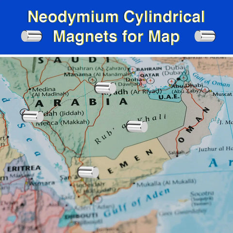 Ten Pack Powerful Cylinder Magnets For Crafts And Do It Yourself Projects on world map