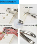 Two Pack Quarter Inch Hole Punch Set With Twenty Binder Rings Ten Silver And Ten Colorful for DIY Crafts, steel, 6-sheet capacity