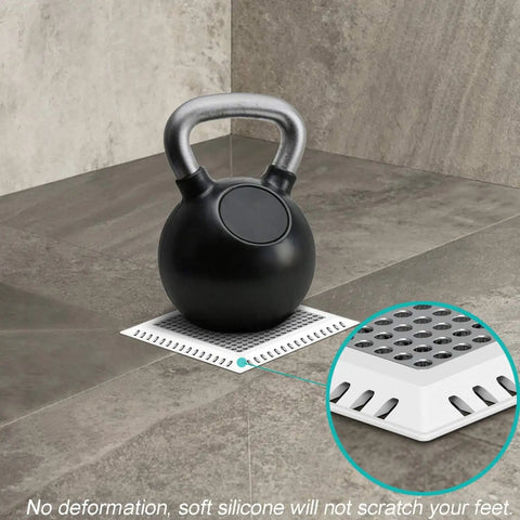 Hair Catcher And Drain Strainer For Shower And Bathroom Floor Drain Stainless Steel With Silicone Gasket Fits 4 Inch Drains demonstrated with weight.