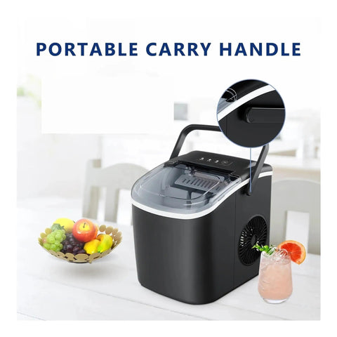 Slick Countertop Ice Maker That Whips Up Fast Six Minute Frozen Cubes While Dropping A Solid 25 Pounds Each Day Featuring Smooth Self Cleaning Tech For Your Home Kitchen Vibes with portable carry handle and cocktail
