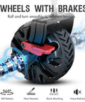 Close-up of wheel with brakes on Heavy Duty Collapsible Double Decker Wagon With Brakes 660 Pound Capacity 400 Liter All Terrain Wagon Cart