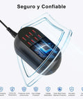 Dope 20 Port USB Charging Station With 100W Total Power Multi Device Desktop Charger Hub showing protection features
