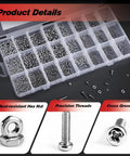 1110 Pcs Micro Screw And Nuts Kit Stainless Steel Phillips Screws M1 for electronics, watches, and DIY repairs, organized in a box