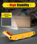 Heavy Duty Machine Dolly Skate 15 Ton Capacity Roller Cargo Trolley With Non Slip Belt For Industrial Equipment Relocation Yellow sturdy alloy steel base close-up view of rubber surface for enhanced stability.