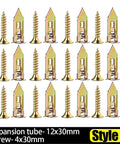 Heavy Duty Self Tapping Expansion Screw Kit With Zinc Drywall Anchors For Wall Mounts, 30 40 60 Piece Sets, Rust Proof Zinc Coating, Easy Install, Holds Steady In Drywall And Plaster, Perfect For Cabinets And Shelves, Style A 12x30mm anchors