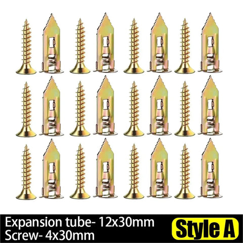 Heavy Duty Self Tapping Expansion Screw Kit With Zinc Drywall Anchors For Wall Mounts, 30 40 60 Piece Sets, Rust Proof Zinc Coating, Easy Install, Holds Steady In Drywall And Plaster, Perfect For Cabinets And Shelves, Style A 12x30mm anchors