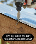 Beefy Stainless Lag Bolts For Wood Half Inch By Three Inch Hex Head Screws 304 Stainless Steel 18 8 Plain Finish, 10 Pack shown in use on outdoor deck