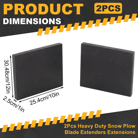 2 Pack Heavy Duty Snow Plow Wing Extension Set Rubber Plow Blades 10 X 12 X 1 Inches SBR Compatible With Pw22 Pro Wing Fits Snow Plow Blades On Trucks