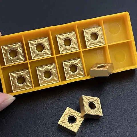 10 Piece Set Next Level Heavy Duty Carbide Turning Inserts For Lathe Machining Steel And Stainless Steel With PVD Coating SNMG431 MA Gold