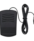 Black mini sewing machine foot pedal switch for small sewing machines, hands free control, momentary foot operated pedal with 145 cm cable.
