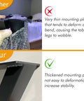 Comparison of thin vs. thick plate in Heavy Duty Cast Iron Table Legs 28 Inch High By 20 Inch Wide Set Of 2 Black Finish