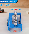 Adjustable Dowel Jig Kit And Biscuit Jointer Set With Four Titanium Step Drill Bits Four Drill Bushings pictured on table.