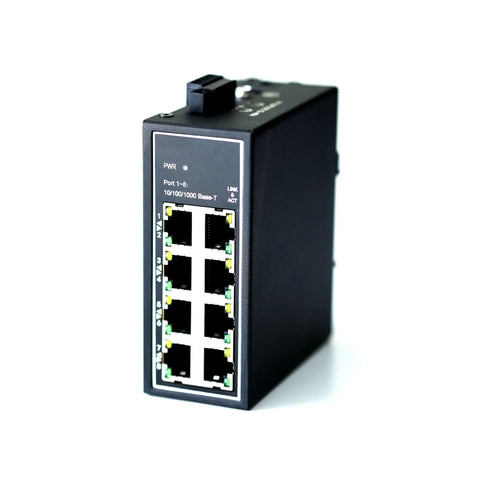 8 Port Gigabit Industrial Ethernet Switch Unmanaged No Frills Plug And Play With DIN Rail And Wall Mount UL Listed Fanless Heat Tolerant