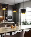 Plug In Pendant Light With Fabric Shade Three Tier Layered Hanging Lamp For Cozy Bedroom Kitchen Living Room Dining Table Black Modern Style Soft Glow Easy Install And Warm Ambience illuminating dining room table.
