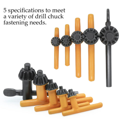Must Have Drill Chuck Key Wrench Set For Quick Bit Swaps, Long Handle Leverage For Easy Tightening And Loosening, Fits Most Electric Drills, 5 Size Diameters From 1/4 Inch To 3/4 Inch, Durable Clamping Tool