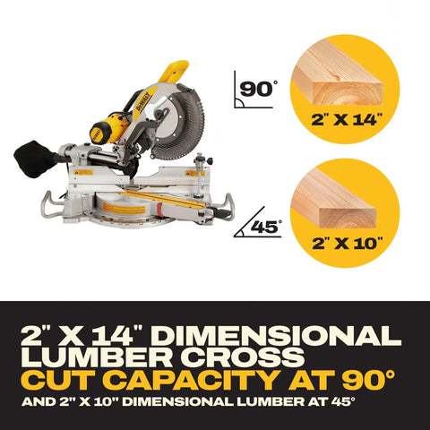 12 Inch Double Bevel Sliding Compound Miter Saw With 15 Amp 3800 RPM Motor, Includes Blade Wrench And Clamp, Beefier Crosscut Capacity, Dust Collection System Captures Over 75 Percent, Tall Sliding Fences For Crown Molding Up To 7.5 Inches