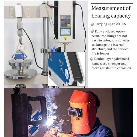 Heavy Duty 28lb Welding Magnets Set With Four Magnetic Clamps A Workhorse 3 Inch Reach 45 90 135 Degree Angles in use