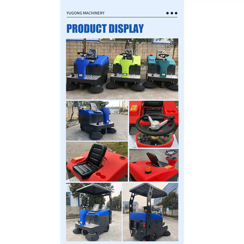 Heavy Duty Outdoor Electric Street Sweeper For Courtyards, Parks and Public Spaces. Industrial Grade Commercial Cleaning Machine With Powerful Suction And Durable Build To Keep Grounds Tidy All Year Round. Perfect for Municipal Use or Large Property