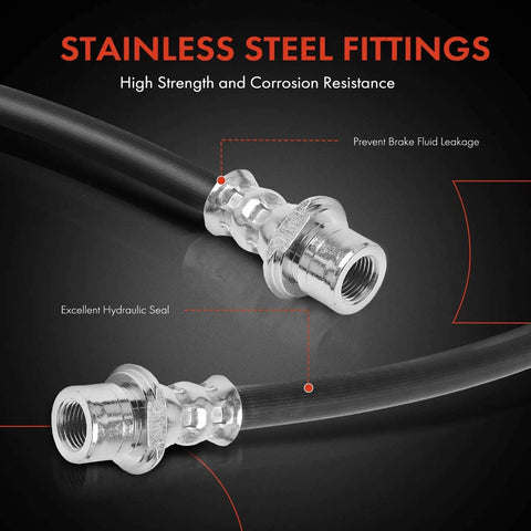 Stainless steel fittings for Brake Hydraulic Hose Kit For Toyota And Scion Rides Front And Rear 2 Pack Fits Tacoma 2005 2011 2012 2015 2016 2020 Tundra 2000 2006 4Runner 1996 2002 Sequoia 2001 2007 Yaris 2006 2019 Paseo Tercel And More.