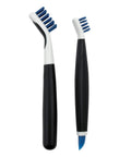 Blue Good Grips Deep Clean Brush Set With Big Grout Brush And Small Brush With Wiper Blade, non-slip comfort grips, durable bristles