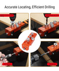 Heavy Duty Aluminum Drill Guide Tap Jig For Straight Shooting Thread Tapping And Reliable Industrial Machinery Assembly Projects That Get Done Right Every Single Time, orange jig showing M6/M8 countersunk hole and through hole drilling.