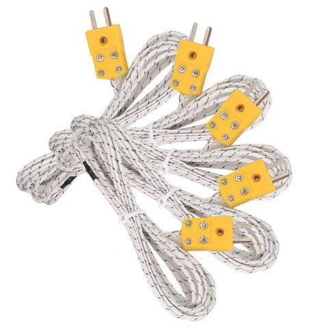 Pack of 5 K Type Mini Connector Thermocouple Temperature Probe Sensor with 3M cables and yellow connectors