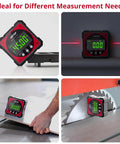 USB Charging Digital Angle Finder With Laser And Magnetic 4 Side Level Gauge Aluminum Box Gear For Precise Angles Zero At Any Angle Pro Gadget Class 2 Laser Output Under 1mW, red digital gauge on saw blade