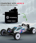 Torq Coreless Micro Servo Upgrade For Losi Micro B And Mini Z RC Cars 1/27 1/28 Scale shown above RC car