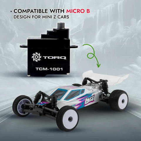 Torq Coreless Micro Servo Upgrade For Losi Micro B And Mini Z RC Cars 1/27 1/28 Scale shown above RC car