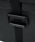 Close-up of the heavy-duty latch on the Premium Rotomolded Drum Set Case With Carpet Lined Interior And Removable Tray For Hardware Storage.