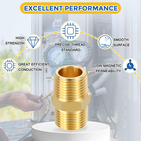 4 Pack Brass Pipe Fittings One Quarter Inch NPT Male To One Quarter Inch NPT Male Brass Hex Nipple Adapter Reducer for plumbing