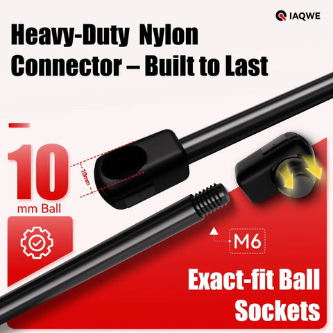 24 Inch Gas Struts Lift Supports 70 Lb Each, Heavy Duty Shocks with 10mm ball sockets and M6 connector details