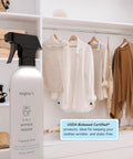 Straight Up Game Changer Travel Size Wrinkle Remover And Static Cling Eliminator With Fresh Linen Scent Quick Fix Odor Killer For Shirts And Pants Two Pack Eco Bio Based Formula in a stylish closet with draped clothing.